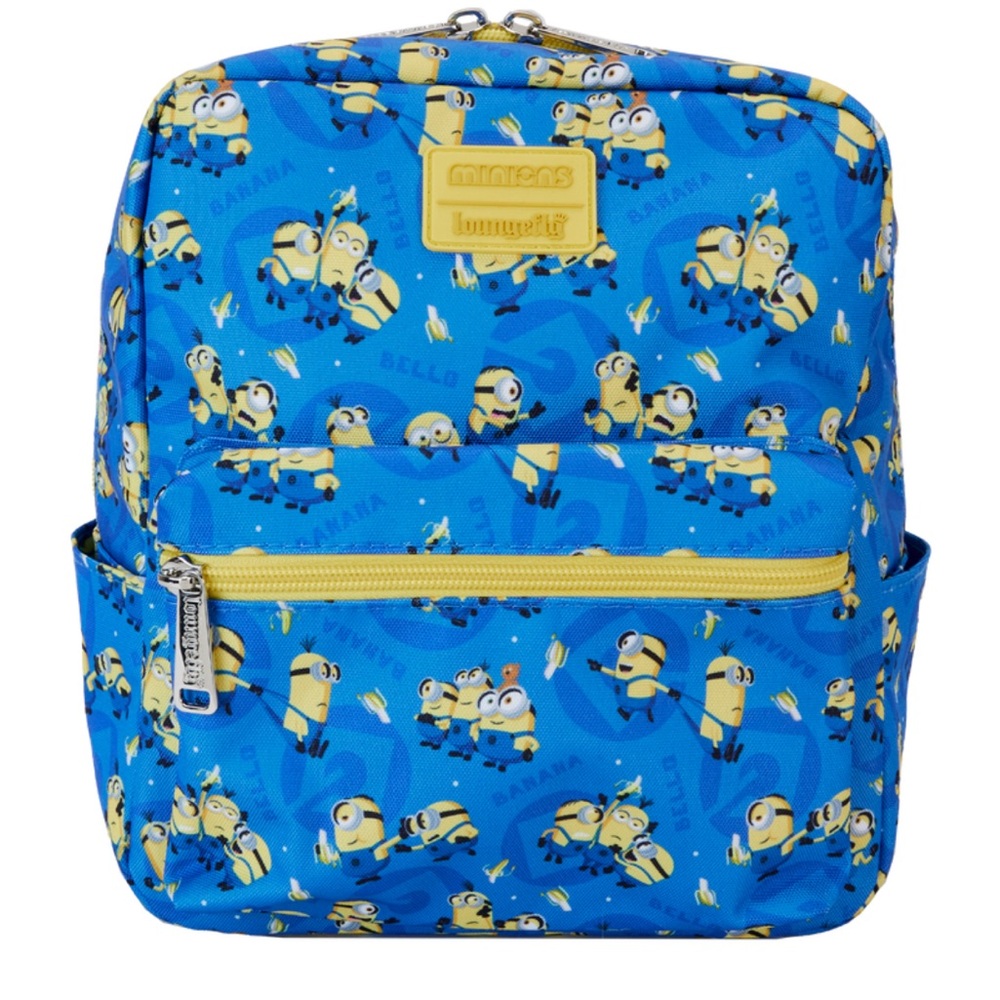 Loungefly Despicable Me Minions All-Over Print Nylon Square Mini Backpack NWT